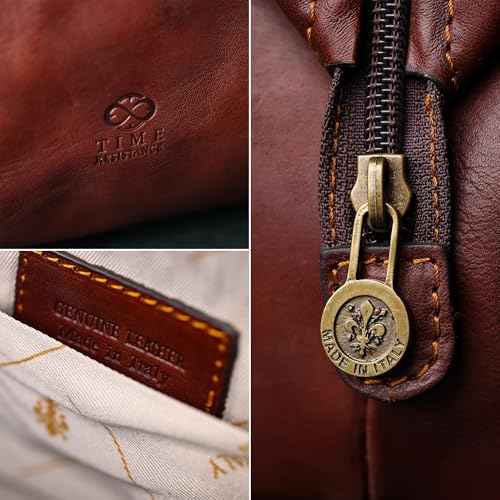 Time Resistance Leather Toiletry Bag Cosmetic Case Italian Classy Dopp Kit
