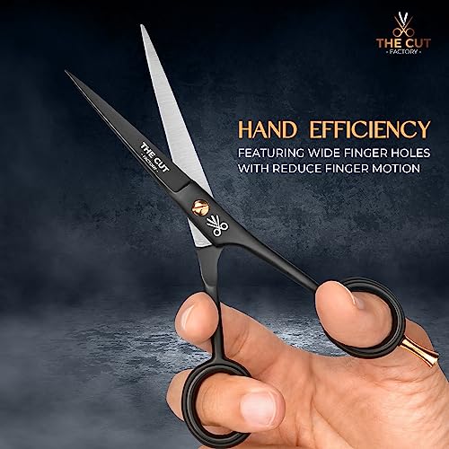 The Cut Factory- Hair Scissors and Barber Scissors Professional- 6 Inches Finest Stainless Steel Hair Cutting Scissors with Smooth Razor Edge Blades -Use for Salon & Personal Use