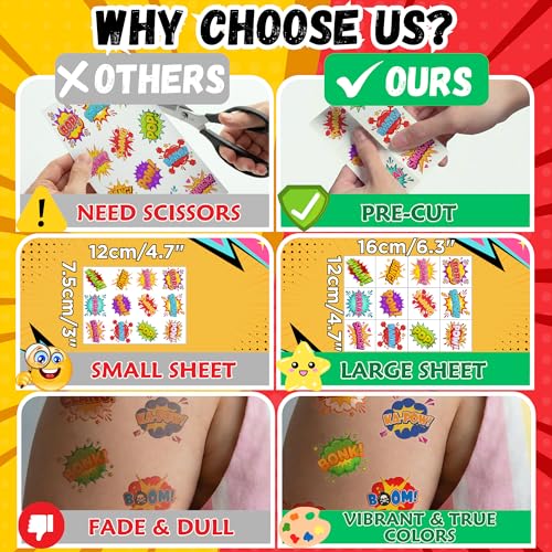 96pc Hero Temporary Tattoos - Party Favors & Classroom Prizes