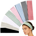 Gingham Headbands for Women - 8 Pack, Plaid Hair Bands