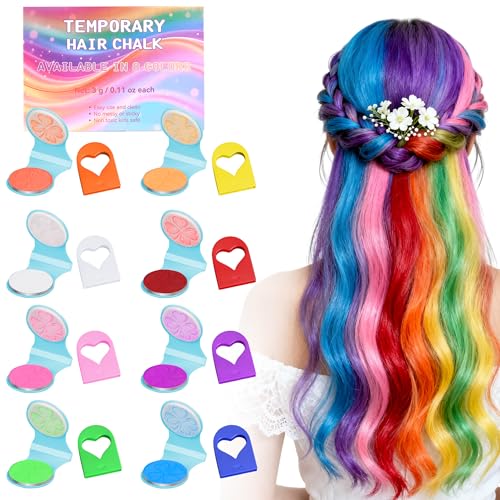 Temporary Hair Chalk 8 Colors - Washable Neon Glow UV