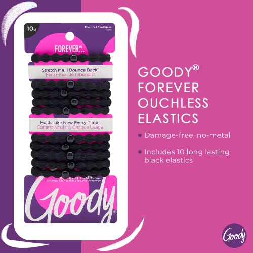10 Pack Black Hair Elastics - Damage-Free, 3X Stronger, All Hair Types