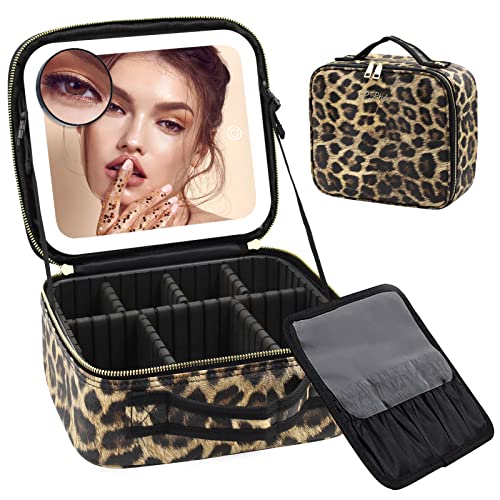 LED Makeup Case with Light Mirror & Adjustable Dividers