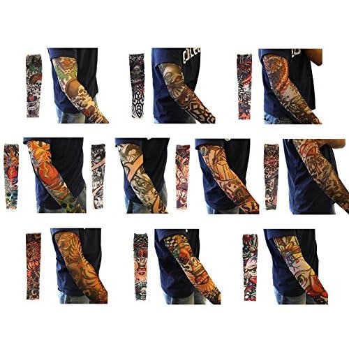 20pcs Set Fake Temporary Tattoo Sleeves Body Art Arm Stockings Accessories - Designs Tribal,Dragon,Skull,and Etc.