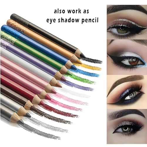 Linble Jumbo Metallic Eyeliner Pencil Set - 12 Colors