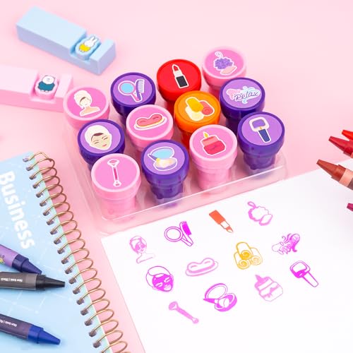 36PCS Spa Party Favors - 24PCS Temporary Tattoos & 12PCS Stamps - Ideal Makeup Sleepover Salon Themed Birthday Card Decorations Supplies Goodie Bag Cute Rewards for Boys Girls Classroom Gifts Prizes