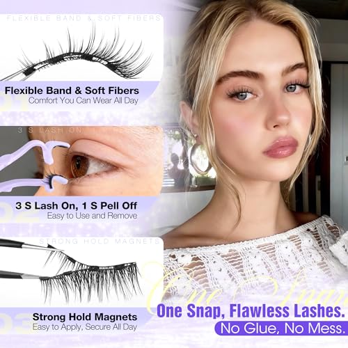 Magnetic Eyelashes with Applicator Natural Look Magnetic Lashes with Applicator Wispy False Eyelashes with Magnets No Need Glue Lashes by Lanflower