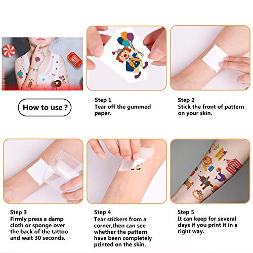 284 Circus Temporary Tattoos - 24 Sheets Party Favors