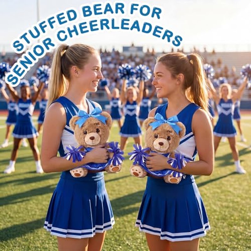 10-Inch Cheerleader Bear Plush Toy - Blue Cheer Gift & Team Spirit