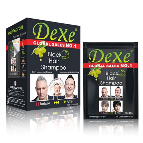 Dexe Instant Black Hair Dye Shampoo for Men & Women - 10 PCS