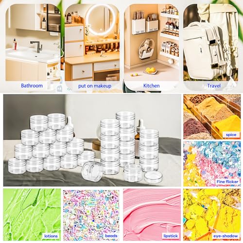 40 Pack 15g Clear Plastic Sample Jars with Lids & Spatulas