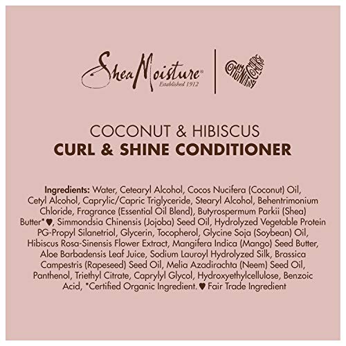 SheaMoisture Curl & Shine Conditioner Coconut & Hibiscus, for Thick, Curly Hair to Moisturize & Soften, 13 oz