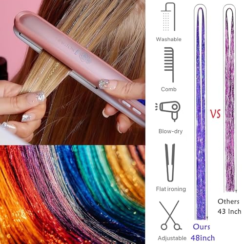 18 Color Hair Tinsel Kit - 7600 Strands Holographic Hair Extensions