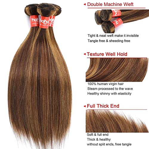 Brazilian Human Hair Bundles With 4x4 Closure P4/27 Honey Blonde