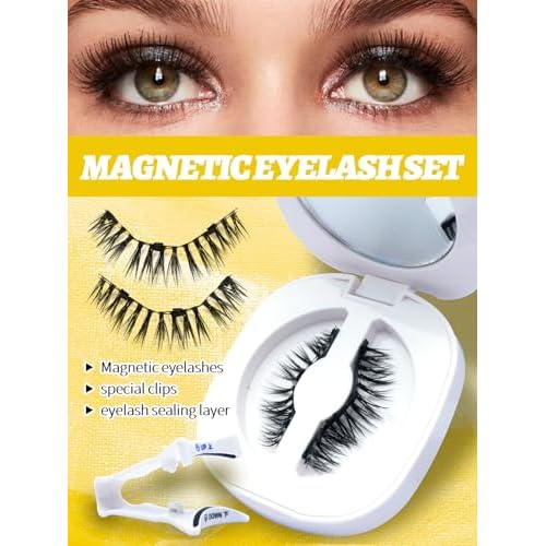 Magnetic Eyelashes with Applicator,Reusable Magnetic Lashes without Eyeliner, Glue-free False Lashes, Waterproof, Lightweight, Suit for Natural Makeup(Simple)