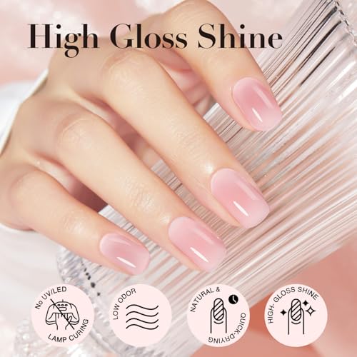 AzureBeauty 18ml Jelly Pink Nail Polish - Light Peach, Quick Dry, Long-Lasting