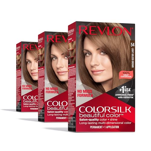 Revlon Colorsilk Permanent Hair Color - 54 Light Golden Brown (Pack of 3)