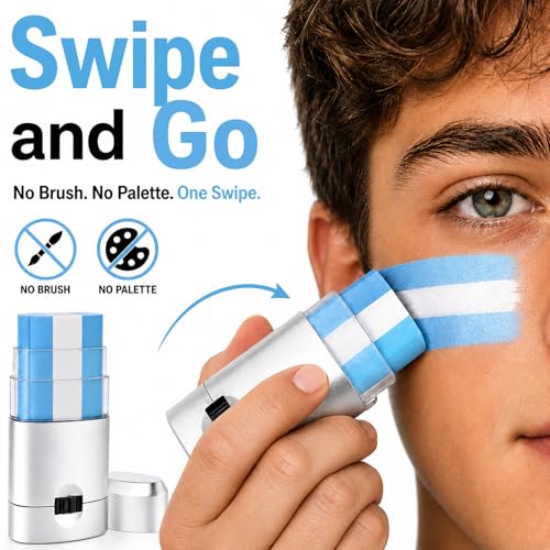 Argentina Flag Face Paint Stick - Waterproof Eye Black (2 Pack)
