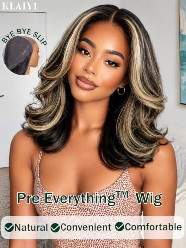 KLAIYI Glueless Ombre Bob Wig - 7x5 Lace Front, 14" Body Wave