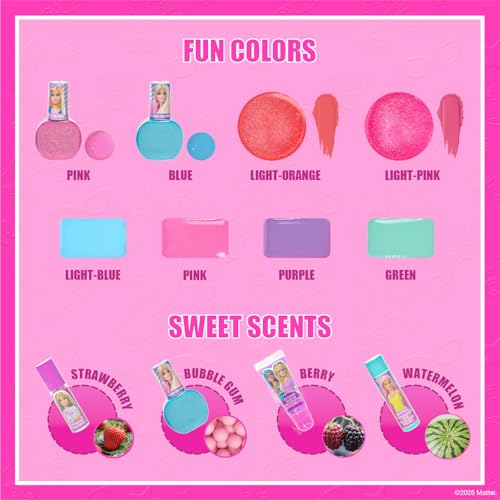 Barbie Train Case Beauty Set with Washable Makeup, Ages 3+
