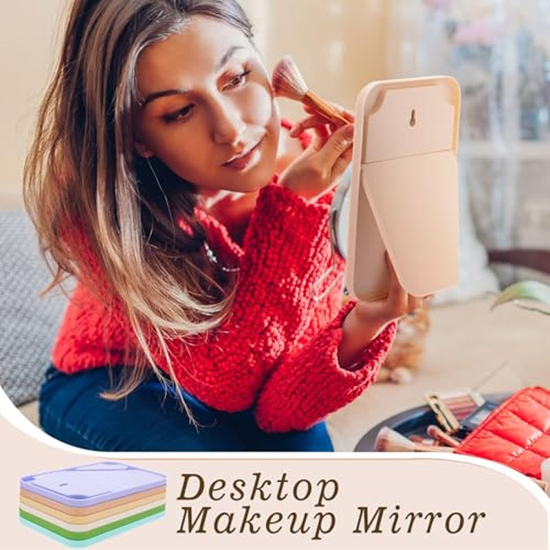 36 Pack Desktop Makeup Mirror Bulk 90¡Æ Adjustable Portable 8" Vanity Table Mirror with Stand, Folding Travel for Makeup Party Spa Party, Women, Cosmetics Personal Beauty (Light Colors)