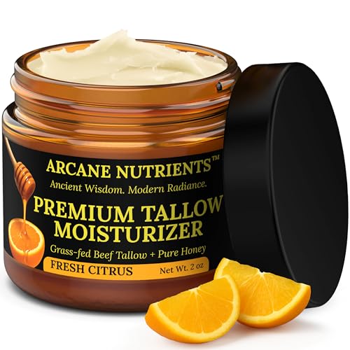 Grass-Fed Beef Tallow for Skin and Face, Nourishing Tallow and Honey Balm, Moisturizing for Face, Hands, and Body, Fresh Citrus Scent, 2 oz