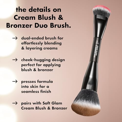 e.l.f. Cream Blush & Bronzer Duo Brush | Dual-End Makeup Brush