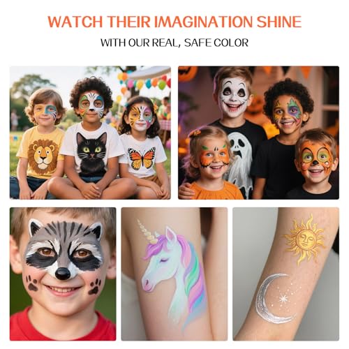Face Paint Kit 18 Colors with 10 Brushes - Washable