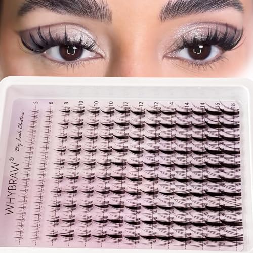 Whybraw Lash Clusters 140 Pcs Wispy C-Curl DIY Eyelash Extension