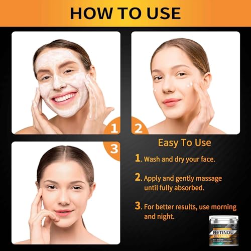 Retinol Cream for Face with Hyaluronic Acid, Moisturizer Anti Aging Collagen Cream for Women and Men, Reduce Wrinkles, Fine Lines, Day and Night,1.7 Fl Oz