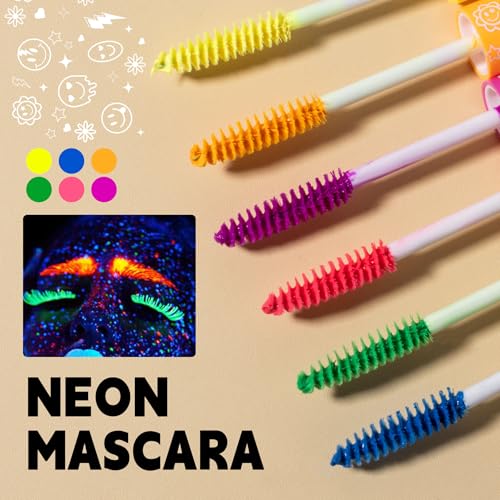 6 Color Neon Glow Mascara Set - Waterproof UV Fluorescent