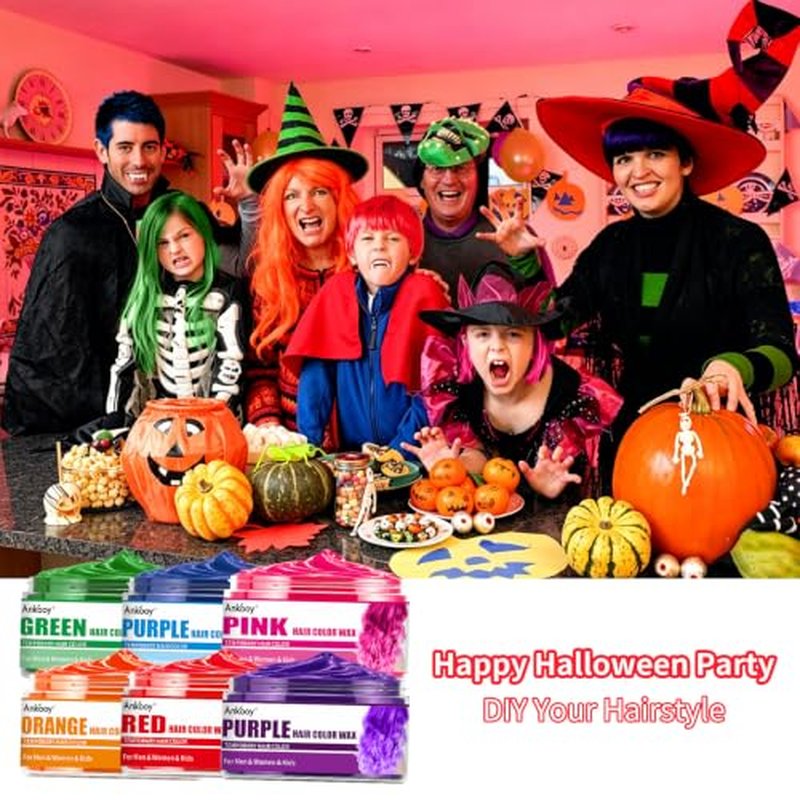 6 Colors Temporary Hair Wax – Safe, Washable Hair Dye for Kids & Adults