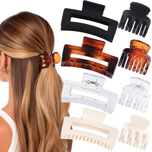 8 Pack Hair Claw Clips for Women, Medium & Small