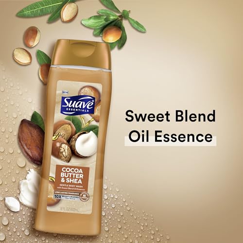 Suave Body Wash Bundle - Cocoa Butter Shea and Men's Cedarwood Mandarin Scents, Vitamin E, 18 Oz Packs of 6