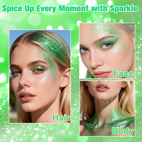 Waterproof Green Glitter Stick for Face & Body - Holographic Shine