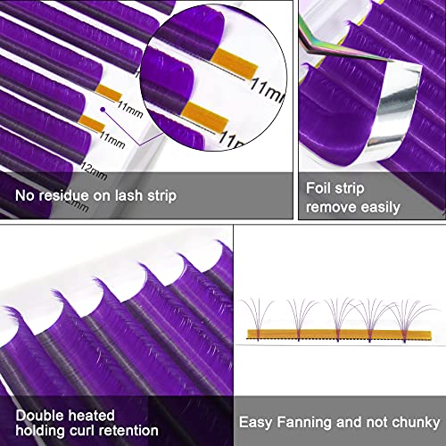 Colored Eyelash Extensions Purple Easy Fan Volume Lashes D-0.07-15 Color Lashes Easy Fan Lashes Mixed Lash Tray C D Curl Volume Lash Extensions Salon Use by B&Q LASH (Purple-D-0.07,15 mm)