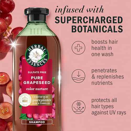 Herbal Essences Pure Grapeseed Color Nurture Sulfate Free Shampoo, 13.5 fl oz, Hair Protection and Color Nourishment