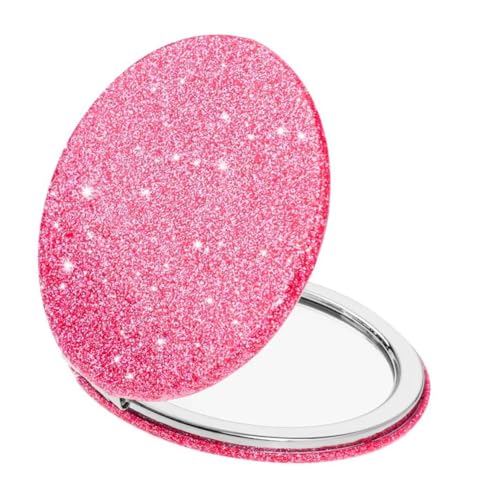 Pink Round Compact Travel Mirror with Magnification - Foldable Pocket Makeup Mirror for Women - Pink-Variation