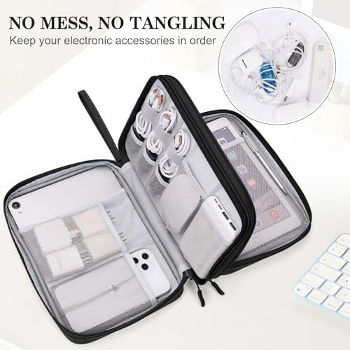 FYY Extra Large Electronic Organizer Bag for iPad & Cables