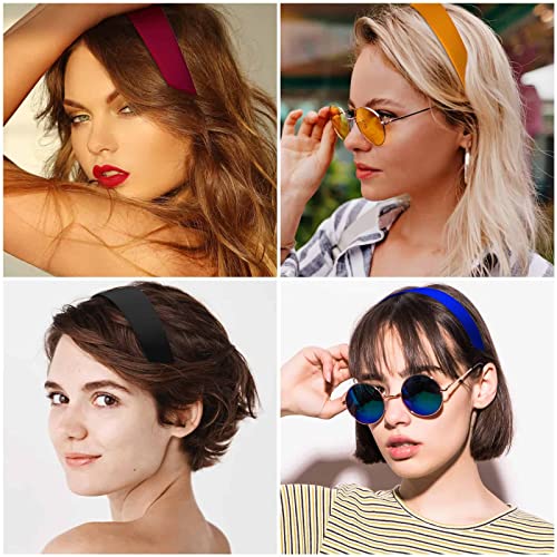 Anezus 16 Pcs Satin Headbands Bulk - 1 Inch Anti-Slip