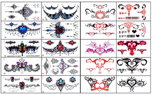Temporary Tattoo Stickers - 20 Sheet Flower Design Set