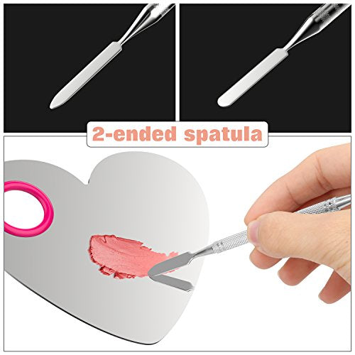 Heart-Shaped Stainless Steel Makeup Mixing Palette with Thumb Hole