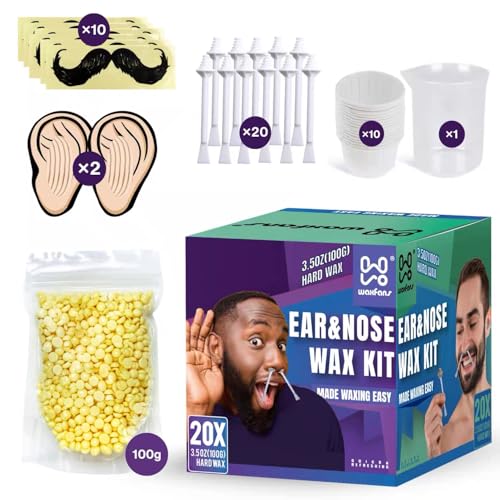 Waxfans Nose and Ear Hair Removal Kit for Men and Women - 100g Wax for 20 Uses, Long-lasting for 4 Weeks (Purple)