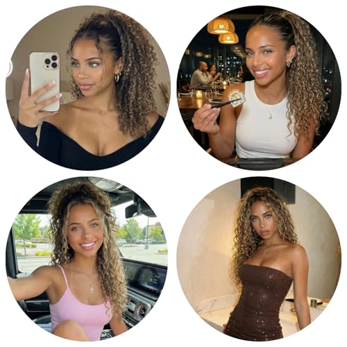 Honey Blonde Deep Wave Crochet Hair Extensions - 18 Inch, 120g