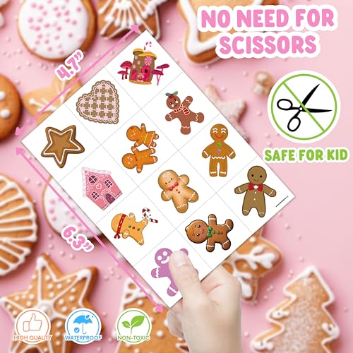 96 Gingerbread Temporary Tattoos | Pink Holiday Party Favors