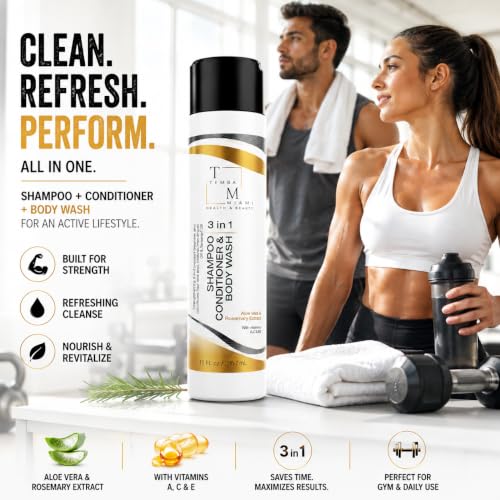 3-in-1 Men & Women Shampoo Conditioner Body Wash - 10 oz