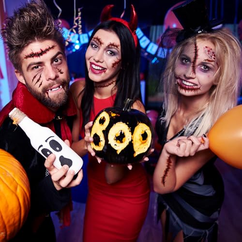 Halloween Temporary Tattoos - 12 Sheets Zombie Fake Scars
