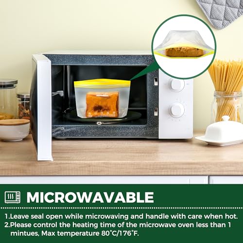 Reusable Half Gallon Freezer Storage Bags 20 Pack - Dishwasher & Microwave Safe