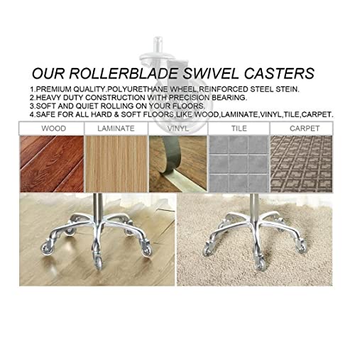 Kaleurrier Rolling Stool with Back Support, Adjustable 22-30 in, 400 lb