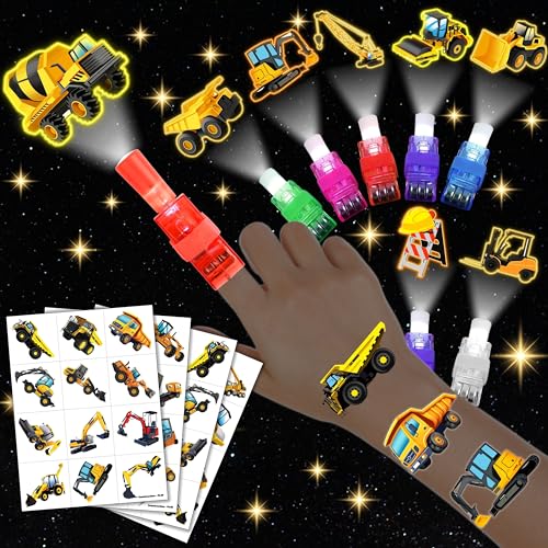 72-Piece Construction Party Favors – LED Finger Lights & Tattoos